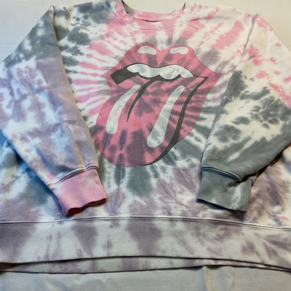 Tailgate by American‎ Eagle Tie Dye Pink/Gray Sweatshirt S Rolling Stone Lips